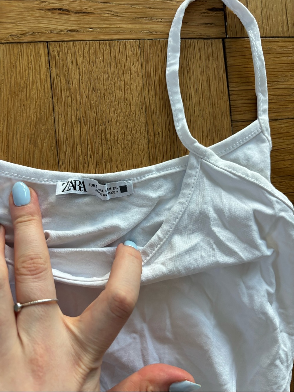 Zara White Slim Spaghetti Strap Tank Top - Picture 2 of 3